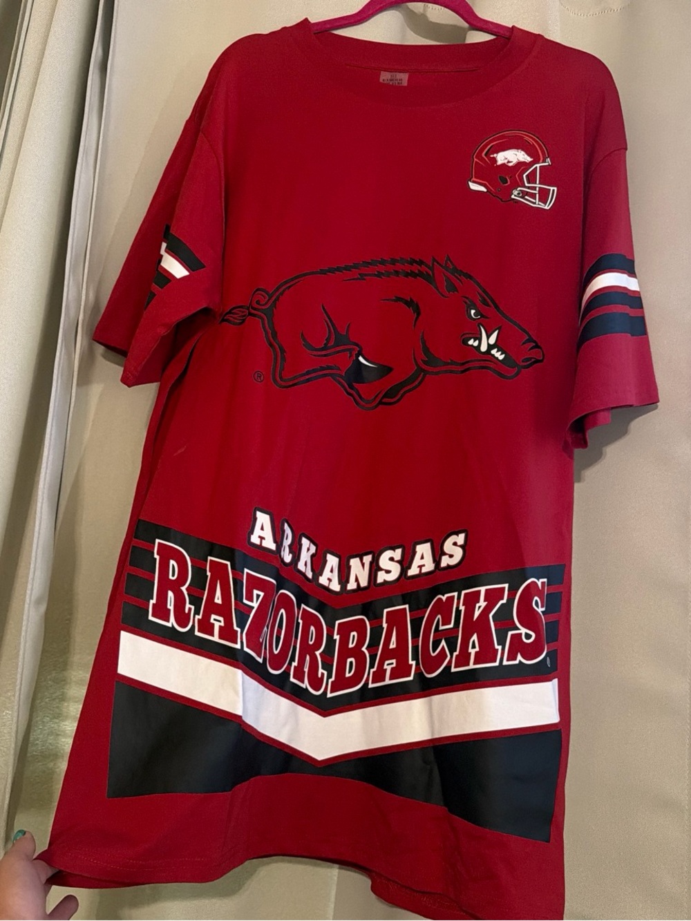 Gameday couture. Arkansas Razorbacks Red Graphic Tshirt dress.